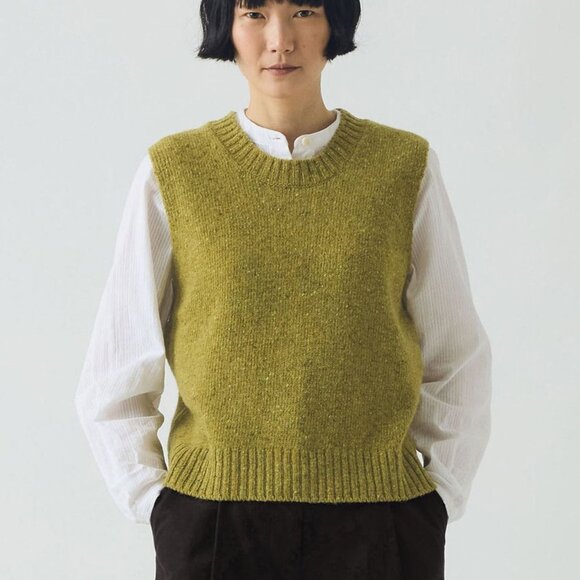 BRAND NEW TOAST Donegal Marino Knitted Tank crew neck pullover XXS lime avocado - Picture 2 of 5